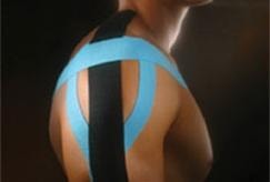 Kinesio tape applied to shoulder